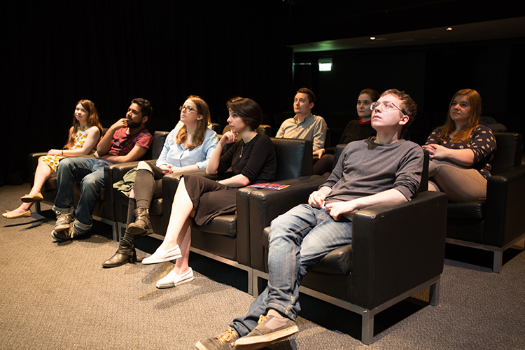 Students watching a film