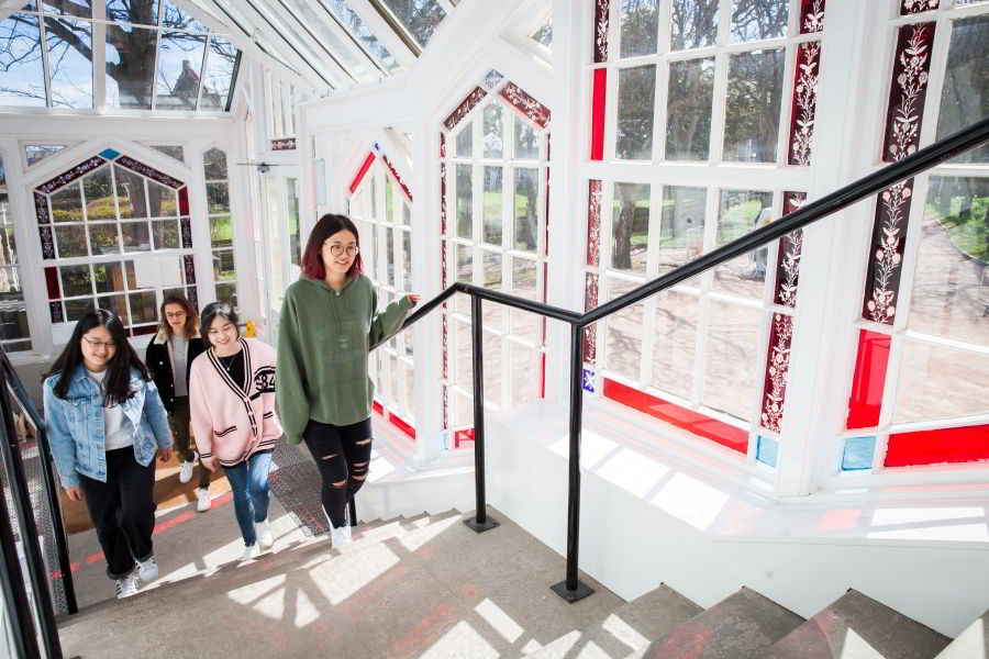 Castlecliffe stairs with students