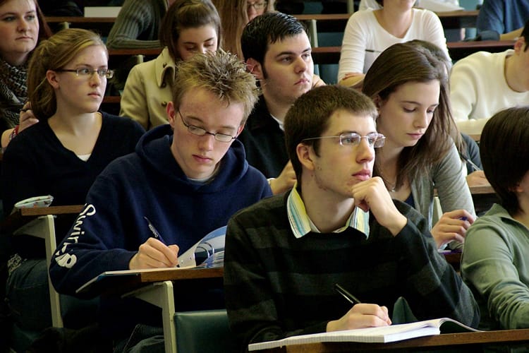 Math students in class